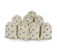 MNVTSKOP Muslin Bags Small Drawstring Bag Blue Butterfly Floral Muslin Sachet Bags Drawstring Jewelry Pouches Reusable Gift Bag Cloth Pouch for Wedding Party Favor Jewelry DIY Crafts 8pcs