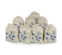 MNVTSKOP Muslin Bags Small Drawstring Bag Blue Flower Muslin Sachet Bags Drawstring Jewelry Pouches Reusable Gift Bag Cloth Pouch for Wedding Party Favor Jewelry DIY Crafts 8pcs