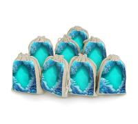 MNVTSKOP Muslin Bags Small Drawstring Bag Bright Aqua Blue Turquoise Muslin Sachet Bags Drawstring Jewelry Pouches Reusable Gift Bag Cloth Pouch for Wedding Party Favor Jewelry DIY Crafts 8pcs