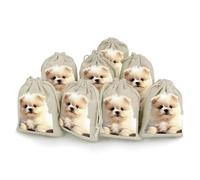 MNVTSKOP Muslin Bags Small Drawstring Bag Cute Dog Muslin Sachet Bags Drawstring Jewelry Pouches Reusable Gift Bag Cloth Pouch for Wedding Party Favor Jewelry DIY Crafts 8pcs