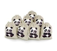 MNVTSKOP Muslin Bags Small Drawstring Bag Cute Panda Muslin Sachet Bags Drawstring Jewelry Pouches Reusable Gift Bag Cloth Pouch for Wedding Party Favor Jewelry DIY Crafts 8pcs