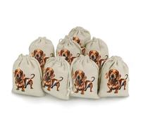 MNVTSKOP Muslin Bags Small Drawstring Bag Dachshund Weiner Pet Dog Muslin Sachet Bags Drawstring Jewelry Pouches Reusable Gift Bag Cloth Pouch for Wedding Party Favor Jewelry DIY Crafts 8pcs