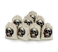 MNVTSKOP Muslin Bags Small Drawstring Bag Eerie Scary Skull Muslin Sachet Bags Drawstring Jewelry Pouches Reusable Gift Bag Cloth Pouch for Wedding Party Favor Jewelry DIY Crafts 8pcs