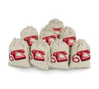 MNVTSKOP Muslin Bags Small Drawstring Bag England UK Retro London Telephone Muslin Sachet Bags Drawstring Jewelry Pouches Reusable Gift Bag Cloth Pouch for Wedding Party Favor Jewelry DIY Crafts 8pcs