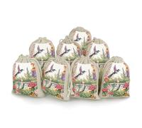 MNVTSKOP Muslin Bags Small Drawstring Bag Garden with Birds And Flowers Muslin Sachet Bags Drawstring Jewelry Pouches Reusable Gift Bag Cloth Pouch for Wedding Party Favor Jewelry DIY Crafts 8pcs