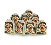 MNVTSKOP Muslin Bags Small Drawstring Bag Golden Retrievers Muslin Sachet Bags Drawstring Jewelry Pouches Reusable Gift Bag Cloth Pouch for Wedding Party Favor Jewelry DIY Crafts 8pcs