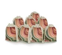 MNVTSKOP Muslin Bags Small Drawstring Bag Green And Gray Stripes Muslin Sachet Bags Drawstring Jewelry Pouches Reusable Gift Bag Cloth Pouch for Wedding Party Favor Jewelry DIY Crafts 8pcs