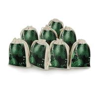 MNVTSKOP Muslin Bags Small Drawstring Bag Green Snakeskin Muslin Sachet Bags Drawstring Jewelry Pouches Reusable Gift Bag Cloth Pouch for Wedding Party Favor Jewelry DIY Crafts 8pcs