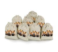 MNVTSKOP Muslin Bags Small Drawstring Bag Many Foxes Muslin Sachet Bags Drawstring Jewelry Pouches Reusable Gift Bag Cloth Pouch for Wedding Party Favor Jewelry DIY Crafts 8pcs