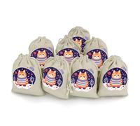 MNVTSKOP Muslin Bags Small Drawstring Bag Orange And Blue Cat Muslin Sachet Bags Drawstring Jewelry Pouches Reusable Gift Bag Cloth Pouch for Wedding Party Favor Jewelry DIY Crafts 8pcs