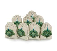 MNVTSKOP Muslin Bags Small Drawstring Bag Peacock with Tassels Muslin Sachet Bags Drawstring Jewelry Pouches Reusable Gift Bag Cloth Pouch for Wedding Party Favor Jewelry DIY Crafts 8pcs
