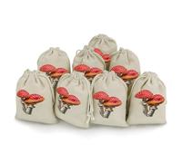 MNVTSKOP Muslin Bags Small Drawstring Bag Red Cap Mushrooms Muslin Sachet Bags Drawstring Jewelry Pouches Reusable Gift Bag Cloth Pouch for Wedding Party Favor Jewelry DIY Crafts 8pcs