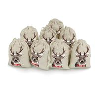 MNVTSKOP Muslin Bags Small Drawstring Bag Reindeer Muslin Sachet Bags Drawstring Jewelry Pouches Reusable Gift Bag Cloth Pouch for Wedding Party Favor Jewelry DIY Crafts 8pcs