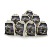 MNVTSKOP Muslin Bags Small Drawstring Bag Sailing Ship in Storm Muslin Sachet Bags Drawstring Jewelry Pouches Reusable Gift Bag Cloth Pouch for Wedding Party Favor Jewelry DIY Crafts 8pcs