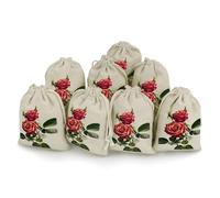 MNVTSKOP Muslin Bags Small Drawstring Bag Shabby Chic Roses Muslin Sachet Bags Drawstring Jewelry Pouches Reusable Gift Bag Cloth Pouch for Wedding Party Favor Jewelry DIY Crafts 8pcs