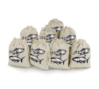 MNVTSKOP Muslin Bags Small Drawstring Bag Sketch Fish Muslin Sachet Bags Drawstring Jewelry Pouches Reusable Gift Bag Cloth Pouch for Wedding Party Favor Jewelry DIY Crafts 8pcs