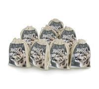 MNVTSKOP Muslin Bags Small Drawstring Bag Snow Leopard Muslin Sachet Bags Drawstring Jewelry Pouches Reusable Gift Bag Cloth Pouch for Wedding Party Favor Jewelry DIY Crafts 8pcs