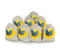 MNVTSKOP Muslin Bags Small Drawstring Bag Sunflower Blue Butterfly Muslin Sachet Bags Drawstring Jewelry Pouches Reusable Gift Bag Cloth Pouch for Wedding Party Favor Jewelry DIY Crafts 8pcs