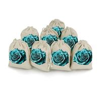 MNVTSKOP Muslin Bags Small Drawstring Bag Teal Gray Rose Muslin Sachet Bags Drawstring Jewelry Pouches Reusable Gift Bag Cloth Pouch for Wedding Party Favor Jewelry DIY Crafts 8pcs