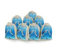 MNVTSKOP Muslin Bags Small Drawstring Bag Two Dolphins Muslin Sachet Bags Drawstring Jewelry Pouches Reusable Gift Bag Cloth Pouch for Wedding Party Favor Jewelry DIY Crafts 8pcs