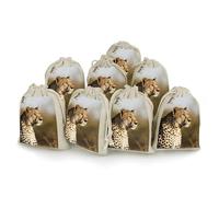 MNVTSKOP Muslin Bags Small Drawstring Bag Wild Animal Leopard Muslin Sachet Bags Drawstring Jewelry Pouches Reusable Gift Bag Cloth Pouch for Wedding Party Favor Jewelry DIY Crafts 8pcs