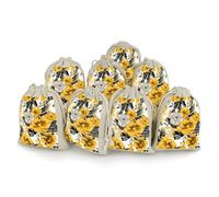 MNVTSKOP Muslin Bags Small Drawstring Bag Yellow Rose Muslin Sachet Bags Drawstring Jewelry Pouches Reusable Gift Bag Cloth Pouch for Wedding Party Favor Jewelry DIY Crafts 8pcs