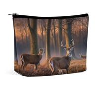 MNVTSKOP Nature Wild Animal Deers Cosmetic Bag Large Capacity Travel Makeup Bag Trendy Portable Toiletry Bag for Women