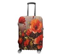 MNVTSKOP Oil Painting Red Flower Luggage Covers Scratch-Resistant Washable Suitcase Cover Polyester Elastic Travel Baggage Protector for Suitcase Protector Cover, White, XL
