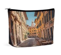 MNVTSKOP Old Courtyard Cafe Chair City, Rome, Italy Cosmetic Bag Large Capacity Travel Makeup Bag Trendy Portable Toiletry Bag for Women