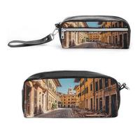 MNVTSKOP Old Courtyard Cafe Chair City, Rome, Italy Makeup Bag Small Cosmetic Travel Case Portable Stationery Organizer for Women Teacher