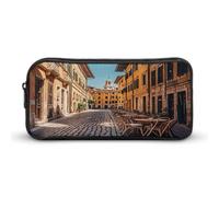 MNVTSKOP Old Courtyard Cafe Chair City, Rome, Italy Pencil Case Large Capacity Pencil Pouch Office Pencil Bag for Men Women Desk Organizer