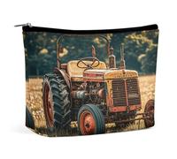 MNVTSKOP Old Tractor Photoes Farm Cosmetic Bag Large Capacity Travel Makeup Bag Trendy Portable Toiletry Bag for Women