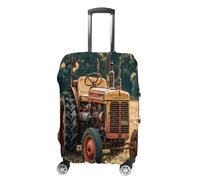 MNVTSKOP Old Tractor Photoes Farm Luggage Covers Scratch-Resistant Washable Suitcase Cover Polyester Elastic Travel Baggage Protector for Suitcase Protector Cover, White, S