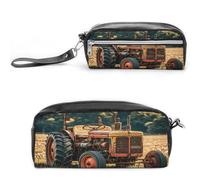 MNVTSKOP Old Tractor Photoes Farm Makeup Bag Small Cosmetic Travel Case Portable Stationery Organizer for Women Teacher