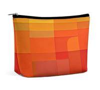 MNVTSKOP Orange And Gray Abstract Cosmetic Bag Large Capacity Travel Makeup Bag Trendy Portable Toiletry Bag for Women