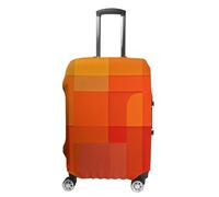 MNVTSKOP Orange And Gray Abstract Luggage Covers Scratch-Resistant Washable Suitcase Cover Polyester Elastic Travel Baggage Protector for Suitcase Protector Cover, White, L