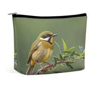 MNVTSKOP Outdoor Olive Green Flowering Birds Cosmetic Bag Large Capacity Travel Makeup Bag Trendy Portable Toiletry Bag for Women