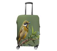 MNVTSKOP Outdoor Olive Green Flowering Birds Luggage Covers Scratch-Resistant Washable Suitcase Cover Polyester Elastic Travel Baggage Protector for Suitcase Protector Cover, White, S