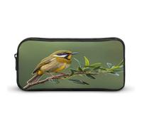MNVTSKOP Outdoor Olive Green Flowering Birds Pencil Case Large Capacity Pencil Pouch Office Pencil Bag for Men Women Desk Organizer