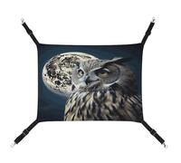 MNVTSKOP Owl and Moon Pet Hammock Breathable Cat Hanging Hammock with Adjustable Straps and Metal Hooks Plush Small Animal Soft Hideout Bed for Indoor and Outdoor