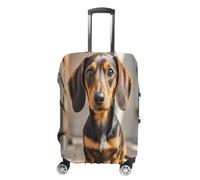 MNVTSKOP Pad Dachshund Dog Luggage Covers Scratch-Resistant Washable Suitcase Cover Polyester Elastic Travel Baggage Protector for Suitcase Protector Cover, White, S
