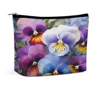 MNVTSKOP Pansy Perfection Cosmetic Bag Large Capacity Travel Makeup Bag Trendy Portable Toiletry Bag for Women