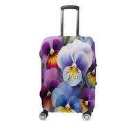 MNVTSKOP Pansy Perfection Luggage Covers Scratch-Resistant Washable Suitcase Cover Polyester Elastic Travel Baggage Protector for Suitcase Protector Cover, White, S
