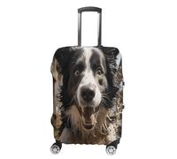 MNVTSKOP Pastor Border Collie Luggage Covers Scratch-Resistant Washable Suitcase Cover Polyester Elastic Travel Baggage Protector for Suitcase Protector Cover, White, S