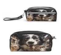 MNVTSKOP Pastor Border Collie Makeup Bag Small Cosmetic Travel Case Portable Stationery Organizer for Women Teacher