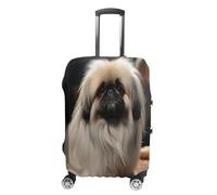 MNVTSKOP Pekingese Dog Luggage Covers Scratch-Resistant Washable Suitcase Cover Polyester Elastic Travel Baggage Protector for Suitcase Protector Cover, White, XL