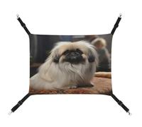 MNVTSKOP Pekingese Dog Pet Hammock Breathable Cat Hanging Hammock with Adjustable Straps and Metal Hooks Plush Small Animal Soft Hideout Bed for Indoor and Outdoor