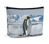MNVTSKOP Penguin Antarctica Ice Cosmetic Bag Large Capacity Travel Makeup Bag Trendy Portable Toiletry Bag for Women