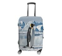 MNVTSKOP Penguin Antarctica Ice Luggage Covers Scratch-Resistant Washable Suitcase Cover Polyester Elastic Travel Baggage Protector for Suitcase Protector Cover, White, M