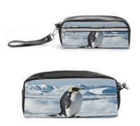 MNVTSKOP Penguin Antarctica Ice Makeup Bag Small Cosmetic Travel Case Portable Stationery Organizer for Women Teacher
